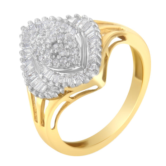 10K Yellow Gold Diamond Cocktail Ring (1/2 Cttw, J-K Color, I2-I3 Clarity) - Size 6-1/2 Bids.com