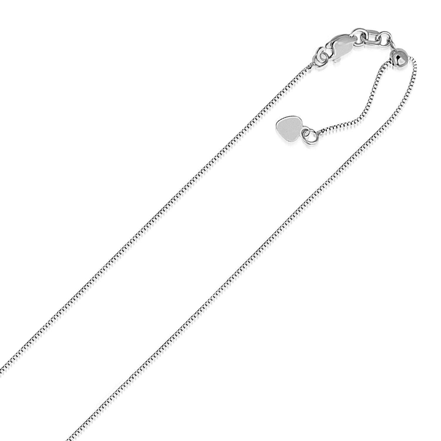 14k White Gold Adjustable Box Chain 0.7mm Bids.com
