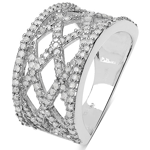0.92 Carat Genuine White Diamond .925 Sterling Silver Ring Bids.com
