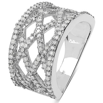 0.92 Carat Genuine White Diamond .925 Sterling Silver Ring Bids.com