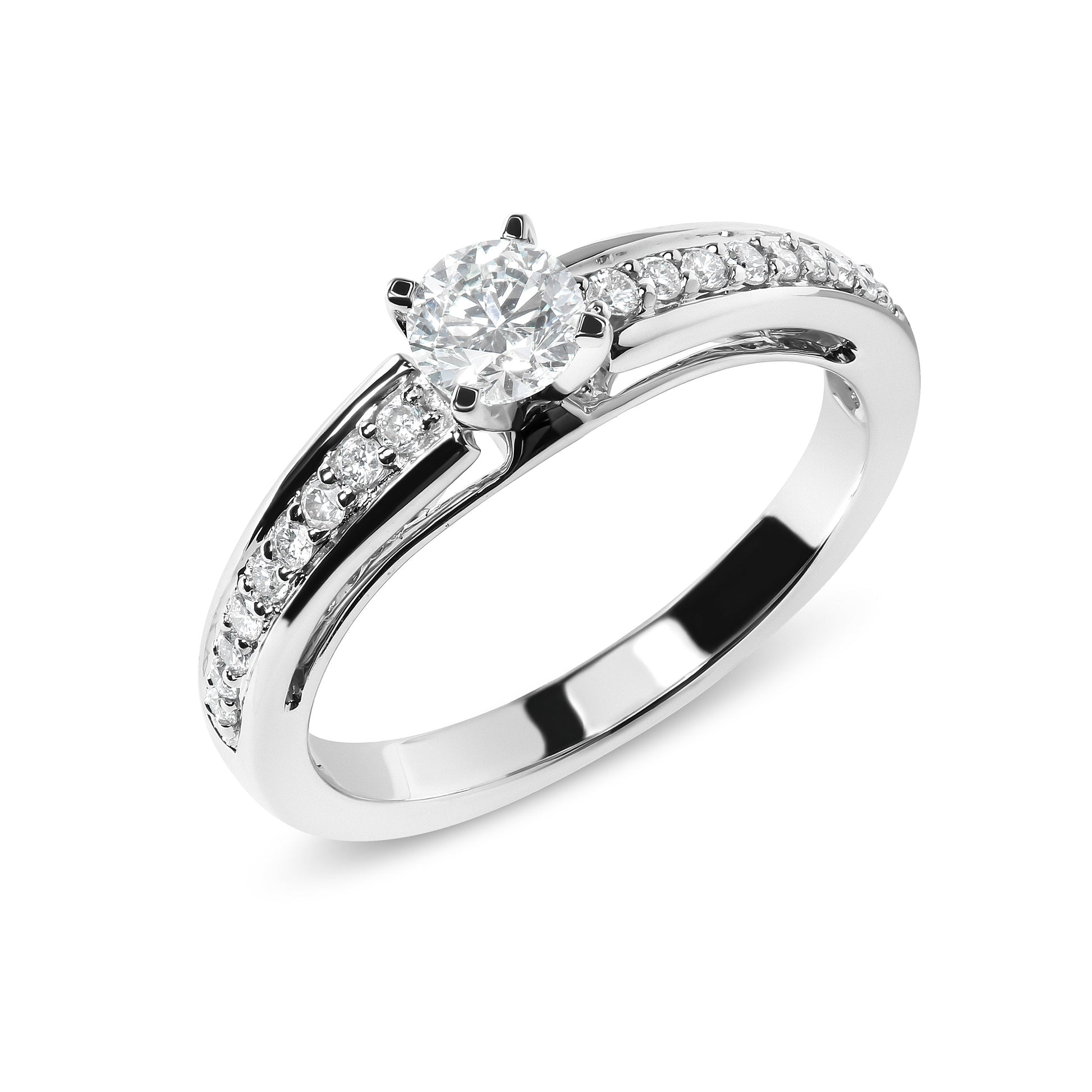 14K White Gold 1/2 Cttw Diamond Solitaire Pave Set Engagement Ring (G-H Color, VS2-SI1 Clarity) - Size 7 Bids.com