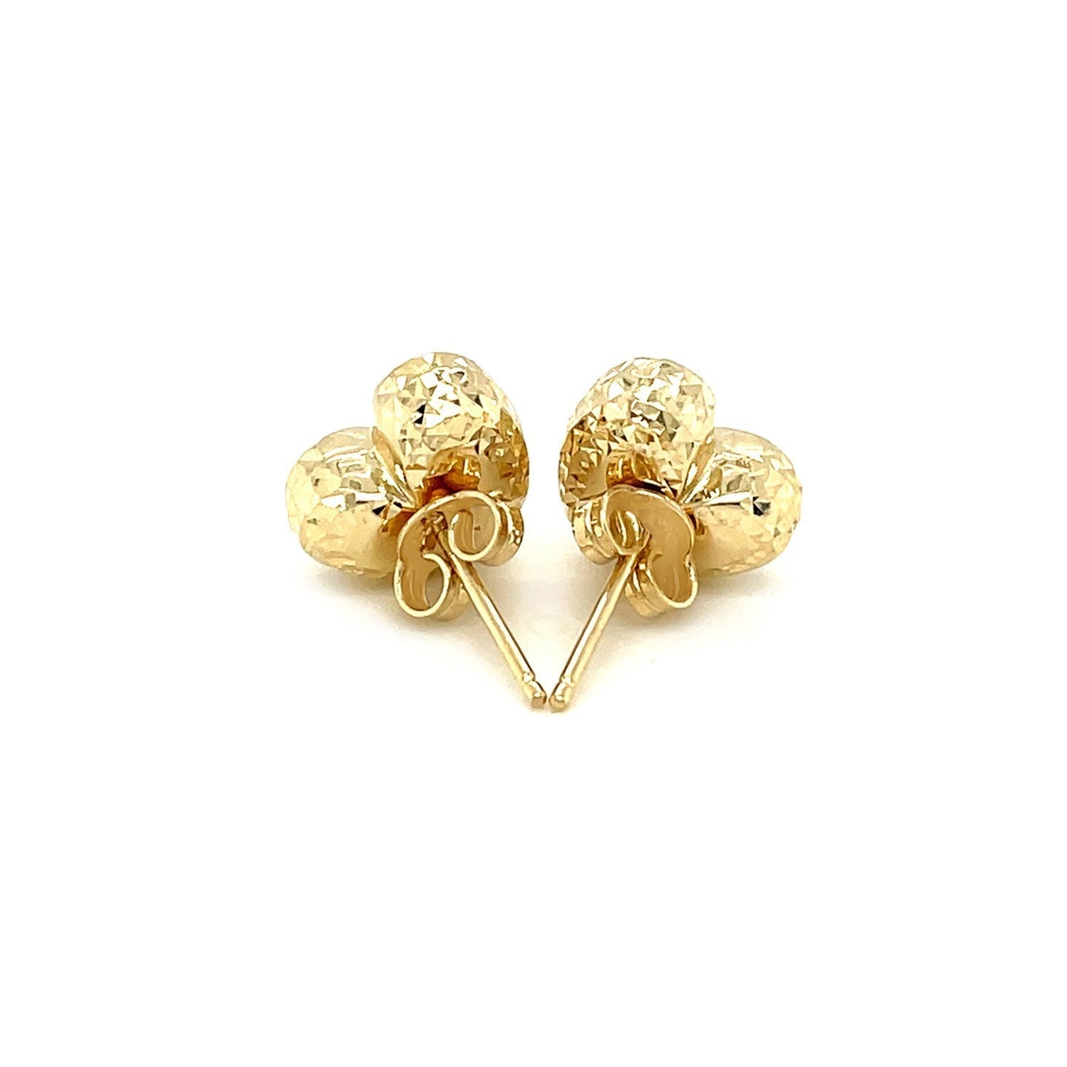 14k Yellow Gold Puffed Heart Earrings with Diamond Cuts Bids.com