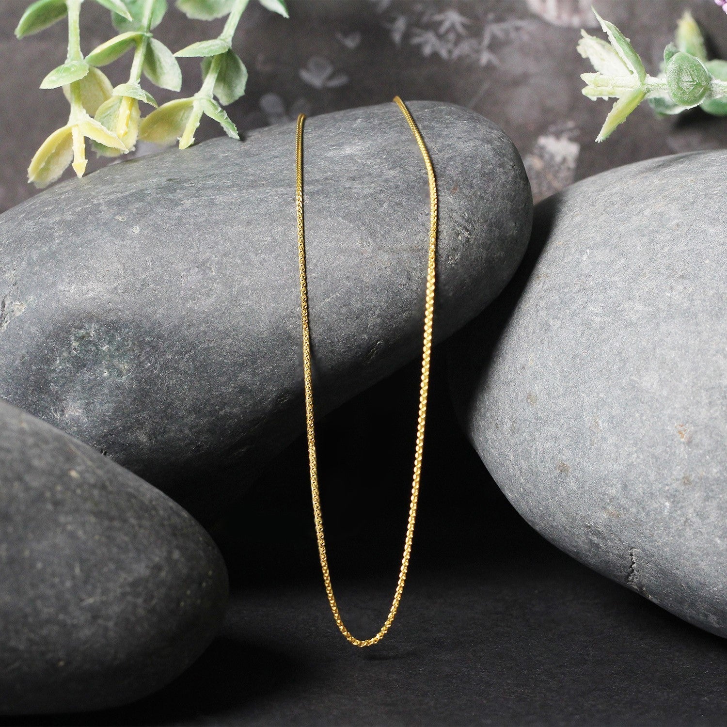 14k Yellow Gold Diamond Cut Round Wheat Chain 0.6mm Bids.com