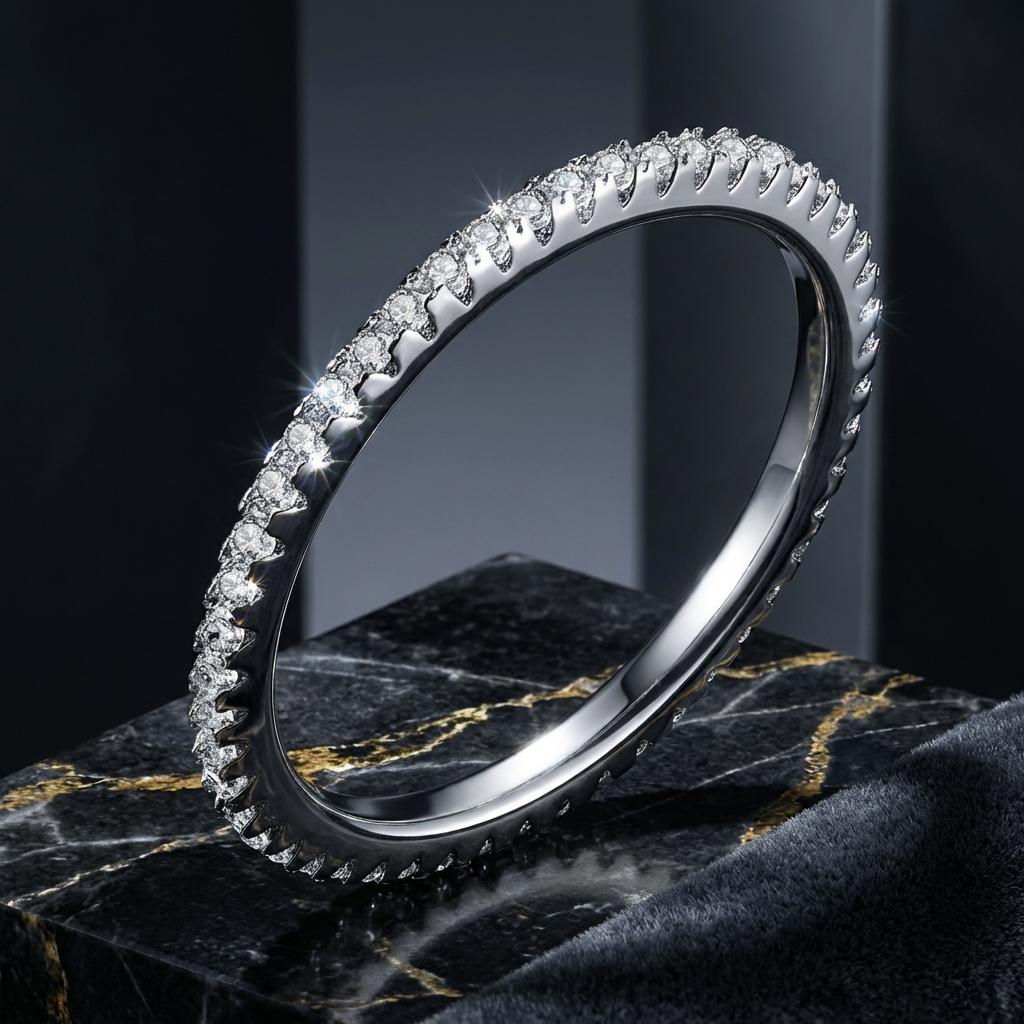 925 Sterling Silver Platinum Plated CZ Pavé Setting Ring Size 5.0 for Women Bids.com