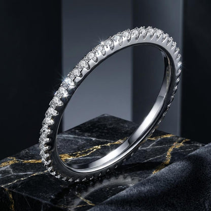 925 Sterling Silver Platinum Plated CZ Pavé Setting Ring Size 5.0 for Women Bids.com