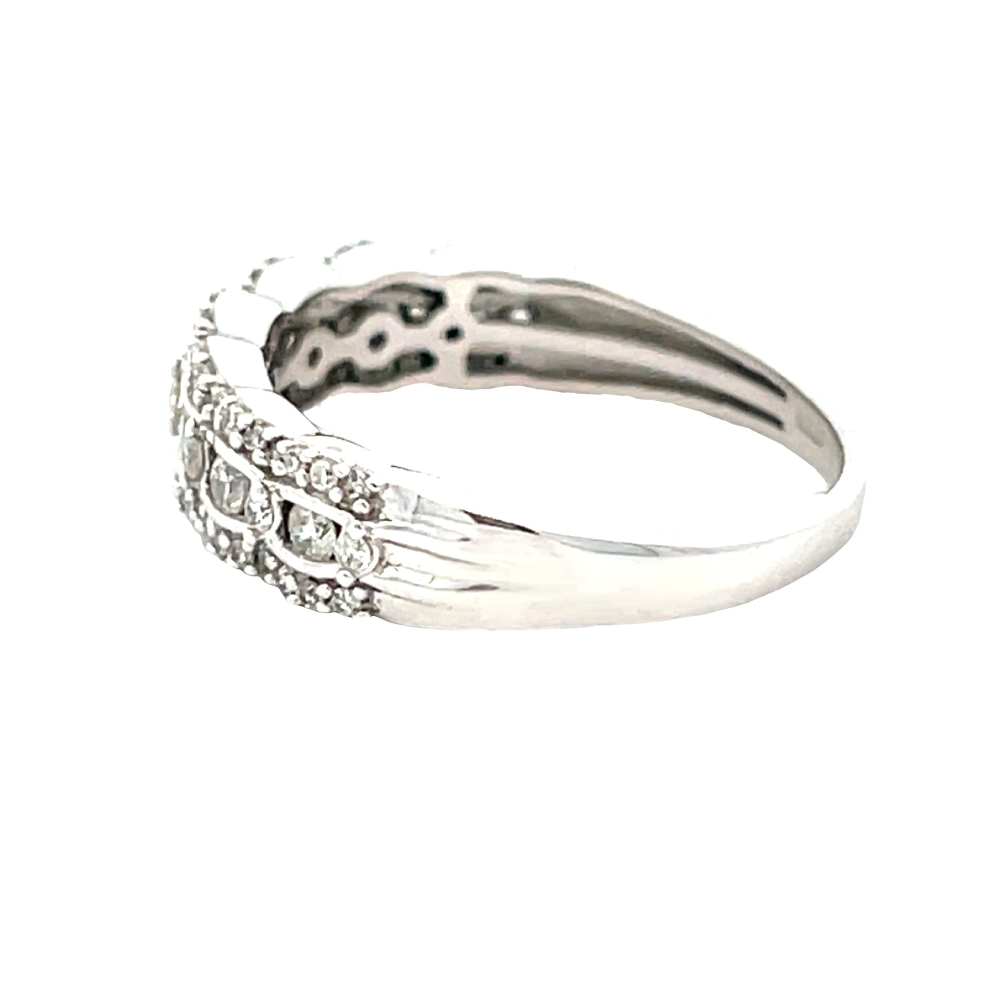 Natural .50ct Diamond Wedding Band Ring 14KT White Gold Bids.com