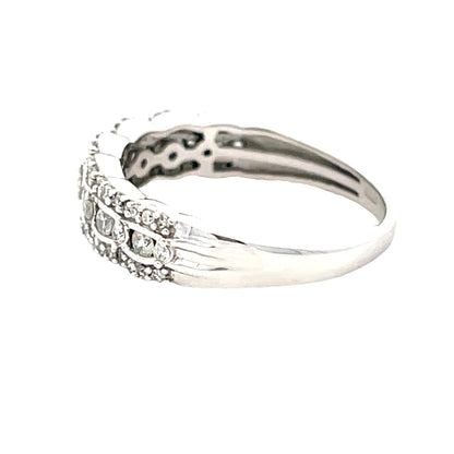Natural .50ct Diamond Wedding Band Ring 14KT White Gold Bids.com