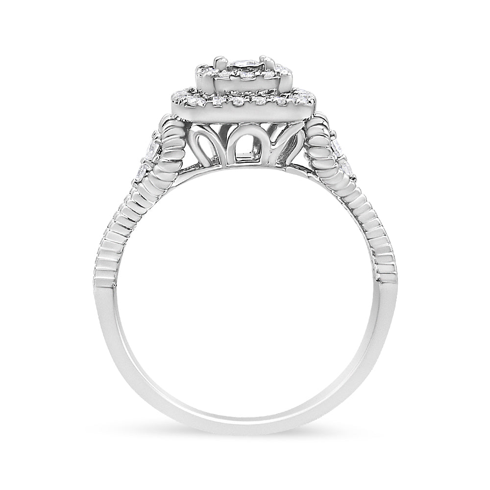 .925 Sterling Silver 1/3 Cttw Miracle Set Round-Cut Diamond Cocktail Ring (H-I Color, I1-I2 Clarity) - Size 7 Bids.com