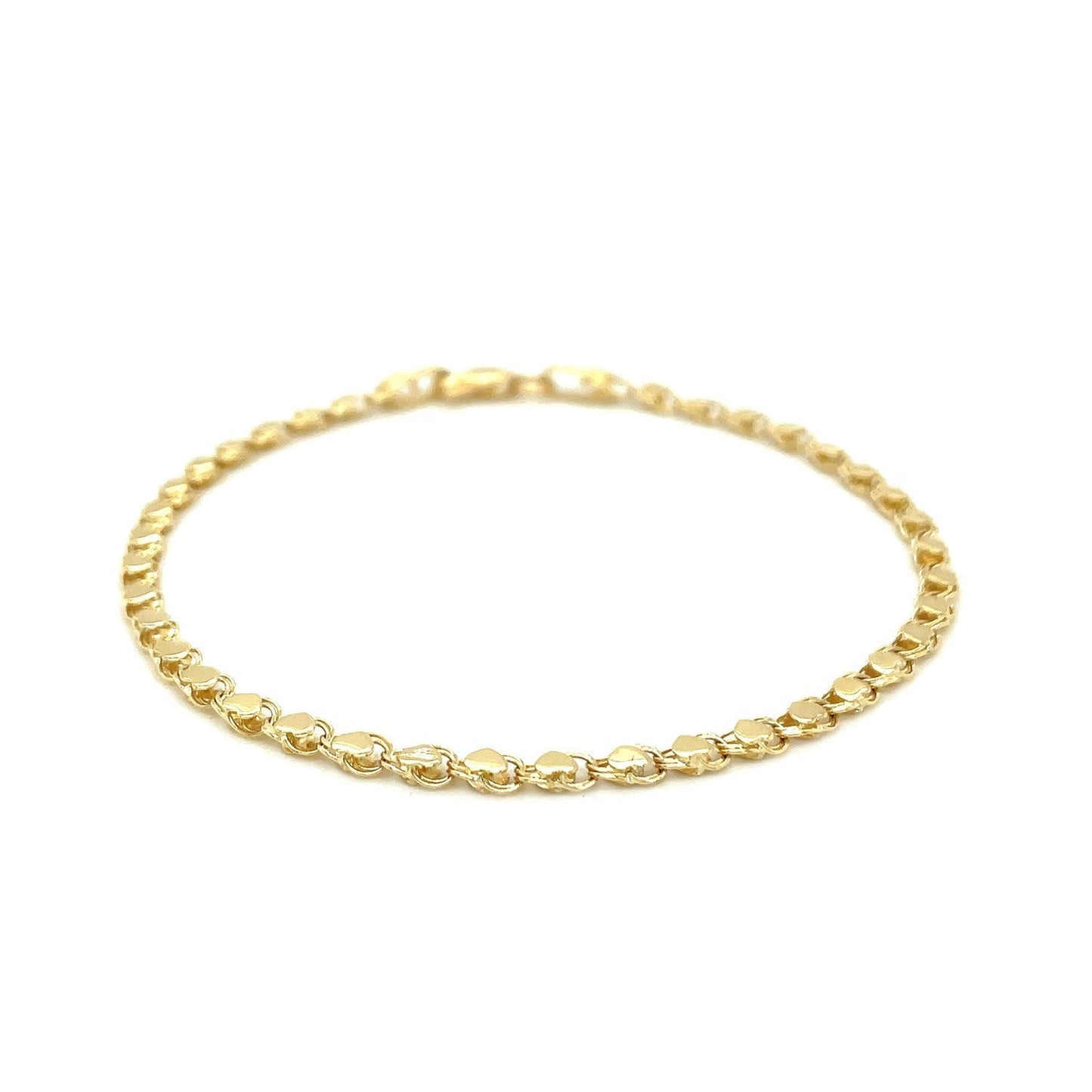 2.9mm 14k Yellow Gold Heart Bracelet Bids.com