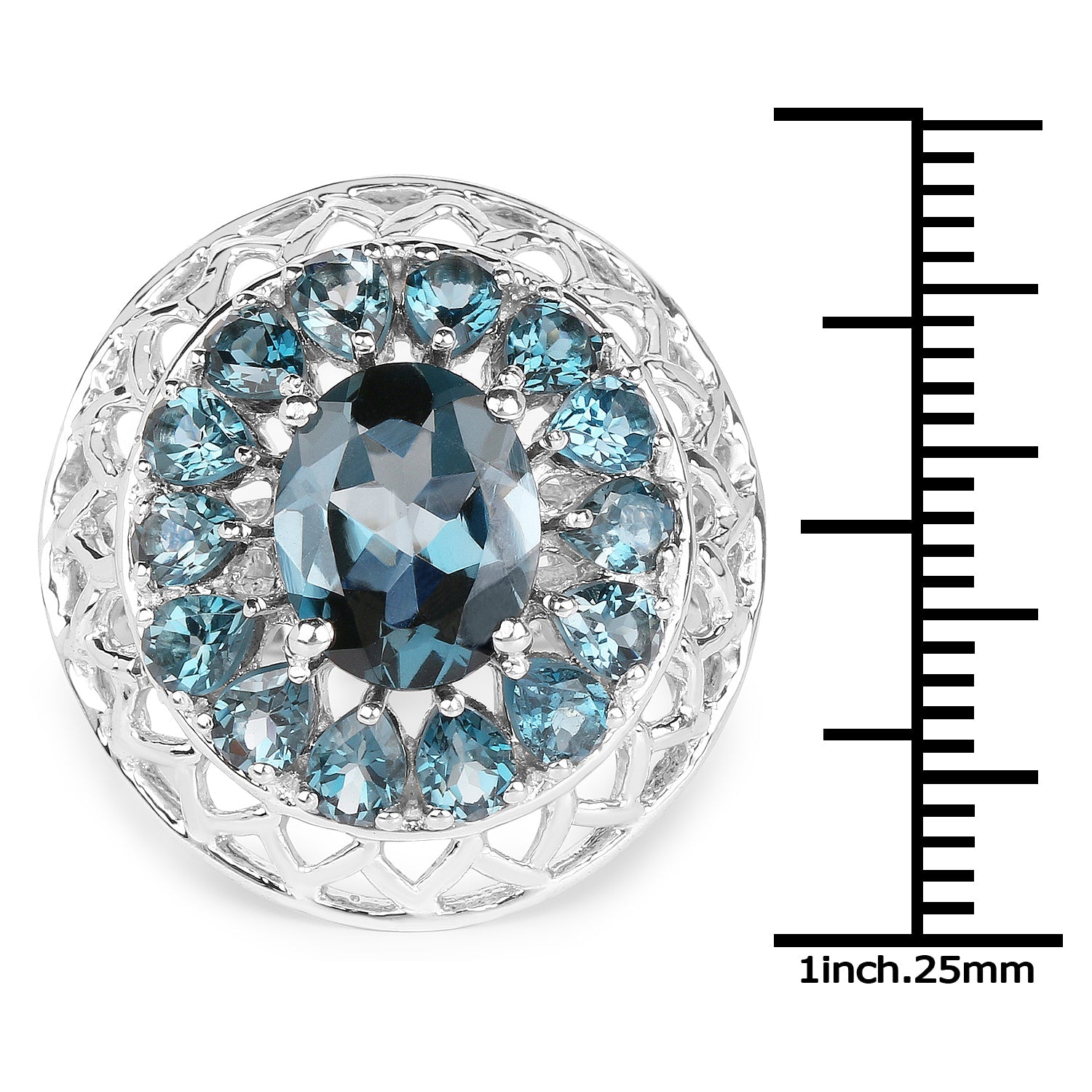 5.98 Carat Genuine London Blue Topaz .925 Sterling Silver Ring Bids.com
