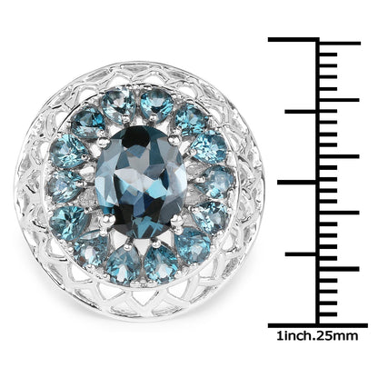 5.98 Carat Genuine London Blue Topaz .925 Sterling Silver Ring Bids.com