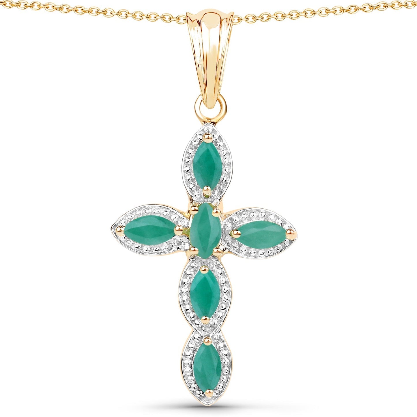 18K Yellow Gold Plated 0.84 Carat Genuine Emerald .925 Sterling Silver Pendant Bids.com