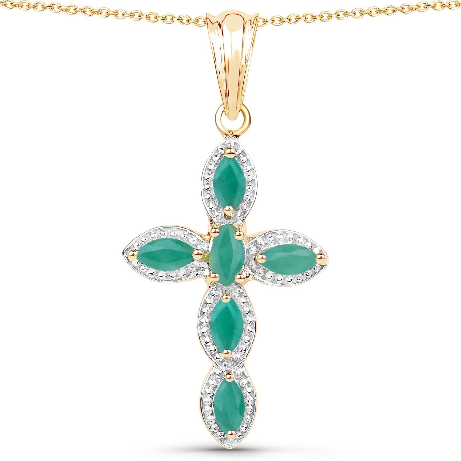 18K Yellow Gold Plated 0.84 Carat Genuine Emerald .925 Sterling Silver Pendant Bids.com