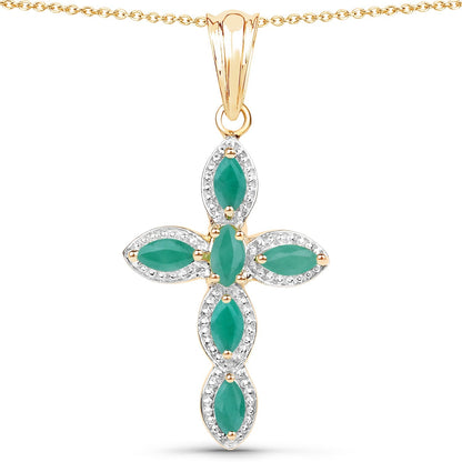 18K Yellow Gold Plated 0.84 Carat Genuine Emerald .925 Sterling Silver Pendant Bids.com