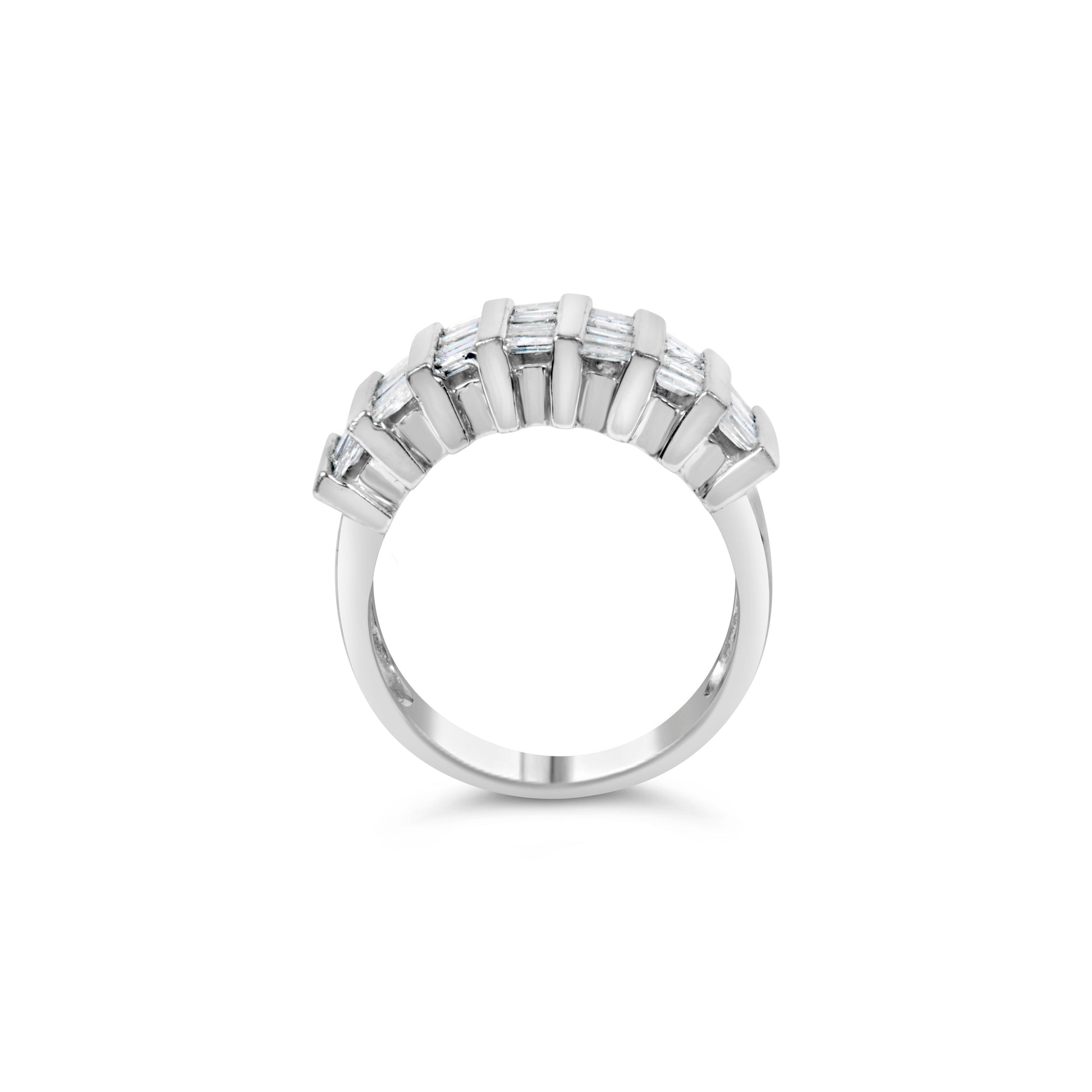 .925 Sterling Silver 1.0 Cttw Baguette Cut Diamond Vertical Channel Fluted Multi-Row Unisex Fashion Wedding Ring (H-I Color, I1-I2 Clarity) - Size 6-3/4 Bids.com