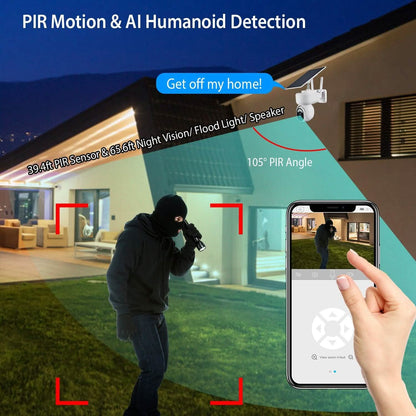 2.4G Wifi Solar Wireless 1080P Surveillance Camera with Flood Light Night Vision DailySale