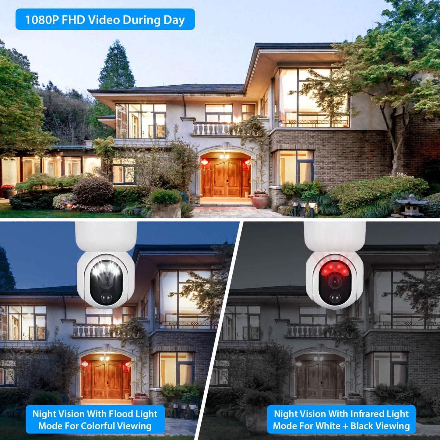 2.4G Wifi Solar Wireless 1080P Surveillance Camera with Flood Light Night Vision DailySale