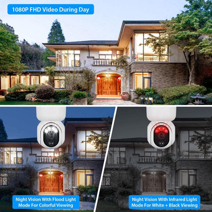 2.4G Wifi Solar Wireless 1080P Surveillance Camera with Flood Light Night Vision DailySale