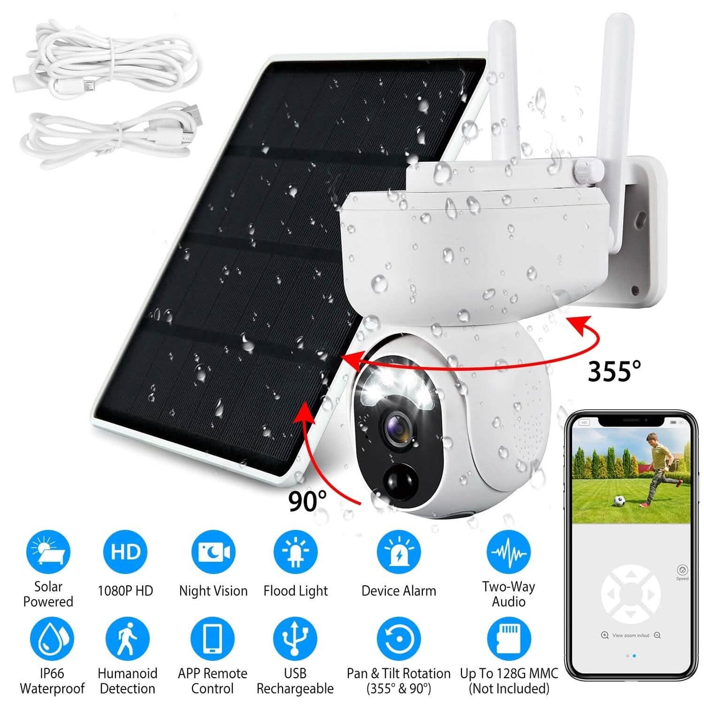 2.4G Wifi Solar Wireless 1080P Surveillance Camera with Flood Light Night Vision DailySale