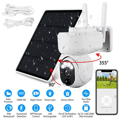 2.4G Wifi Solar Wireless 1080P Surveillance Camera with Flood Light Night Vision DailySale
