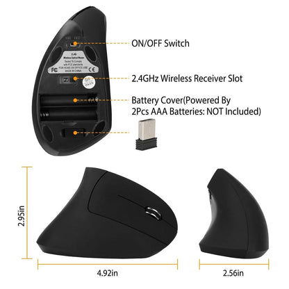 2.4G Wireless Vertical Mouse Ergonomic Optical Mice DailySale