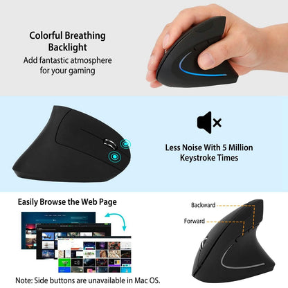 2.4G Wireless Vertical Mouse Ergonomic Optical Mice DailySale