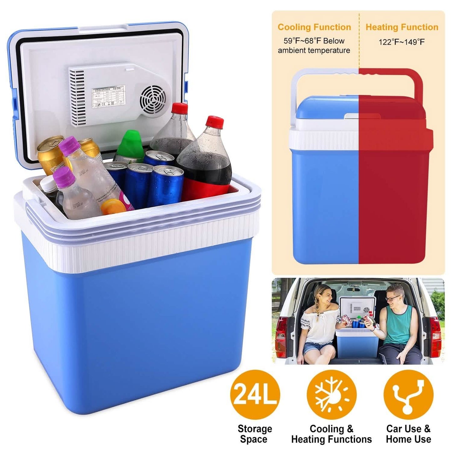24L 12V Car Portable Refrigerator Travel Cooler DailySale