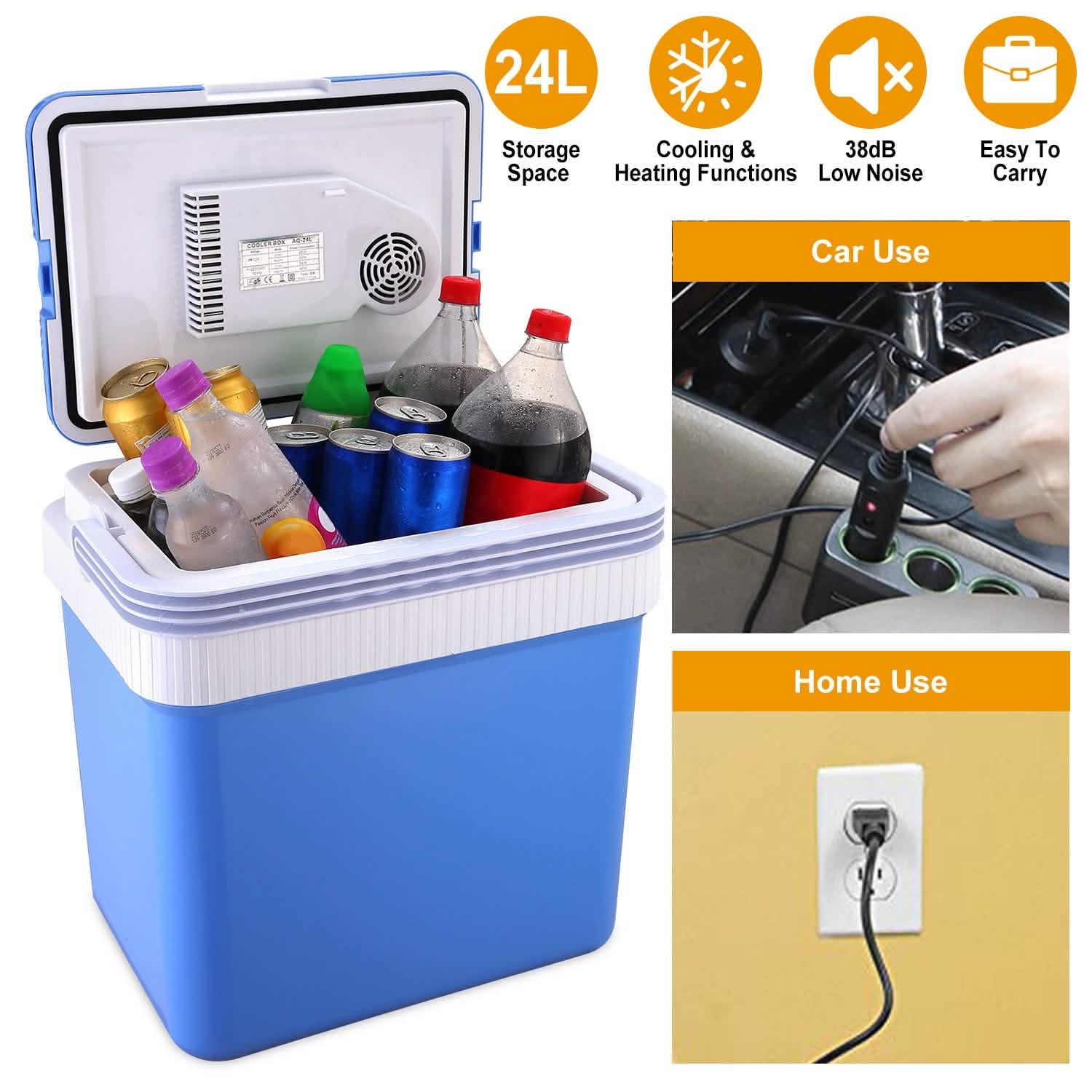 24L 12V Car Portable Refrigerator Travel Cooler DailySale