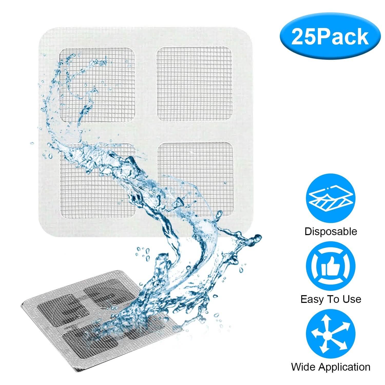 25-Pack:  3.94 x 3.94" Disposable Floor Drain Sticker Hair Catcher DailySale