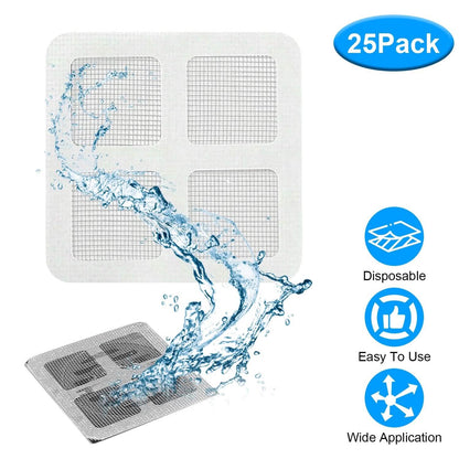 25-Pack:  3.94 x 3.94" Disposable Floor Drain Sticker Hair Catcher DailySale