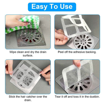 25-Pack:  3.94 x 3.94" Disposable Floor Drain Sticker Hair Catcher DailySale