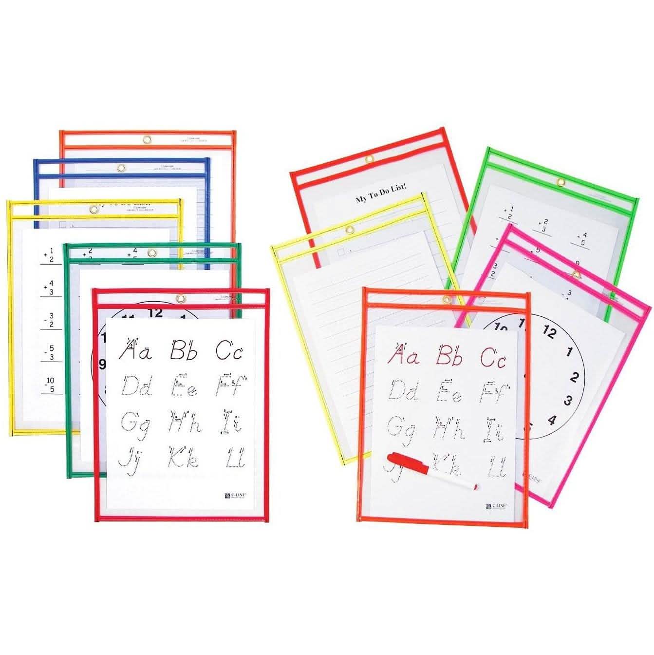 25-Pack: Reusable Dry Erase Pockets - Assorted Colors DailySale