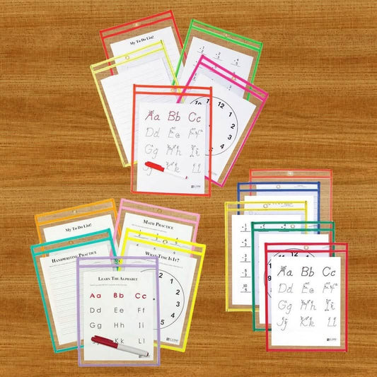 25-Pack: Reusable Dry Erase Pockets - Assorted Colors DailySale
