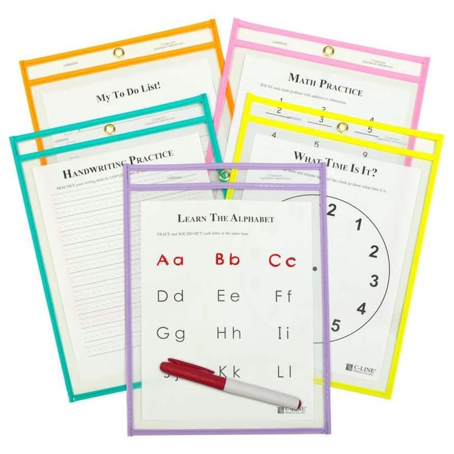25-Pack: Reusable Dry Erase Pockets - Assorted Colors DailySale