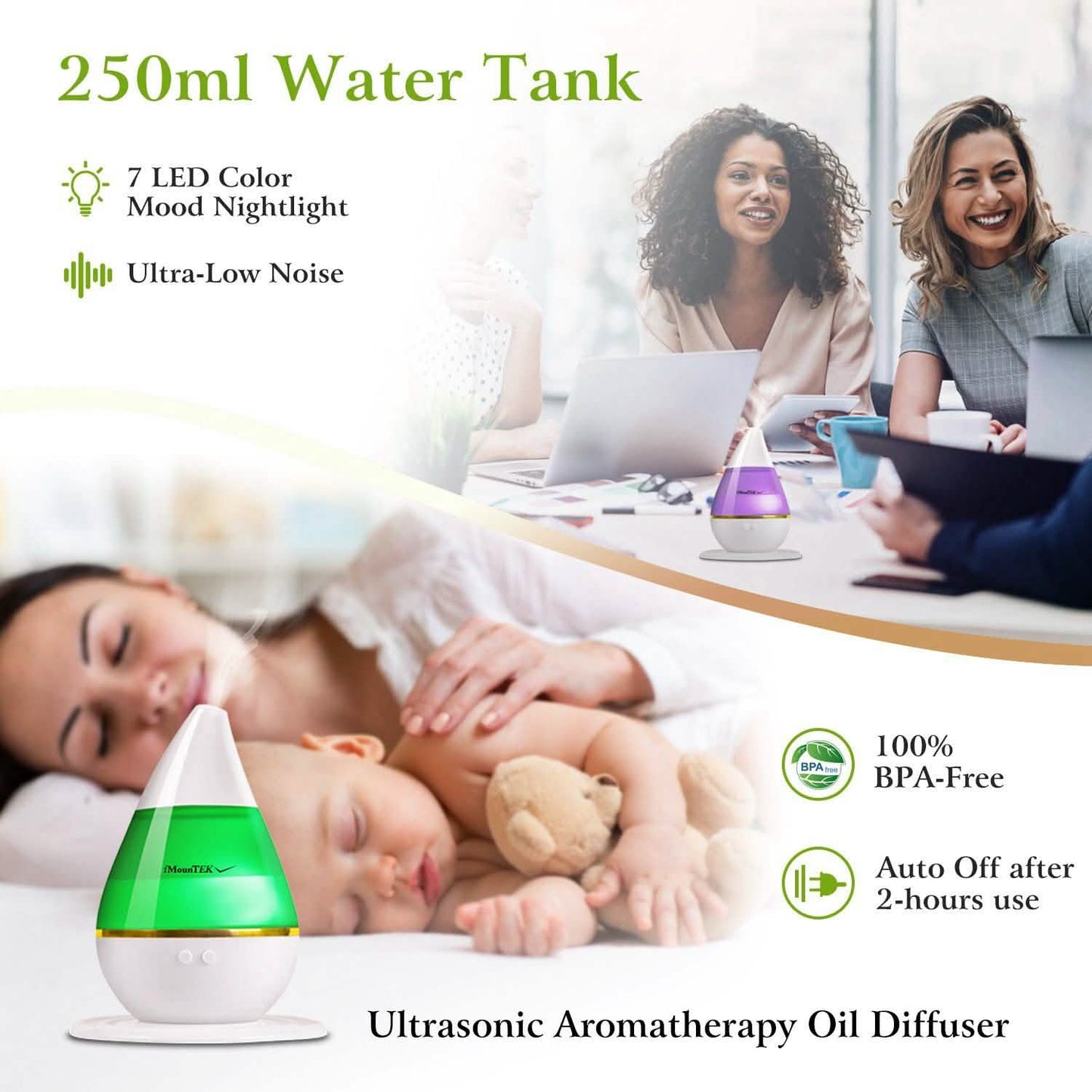 250 ML Cool Mist Humidifier with 7 Color Changeable LED Lights DailySale