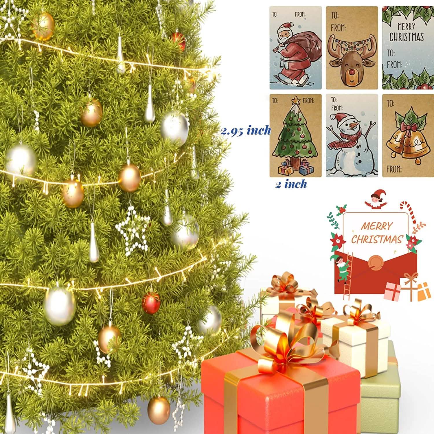 250-Pieces: Christmas Gift Tags Self Adhesive Labels Stickers 250 Pieces DailySale