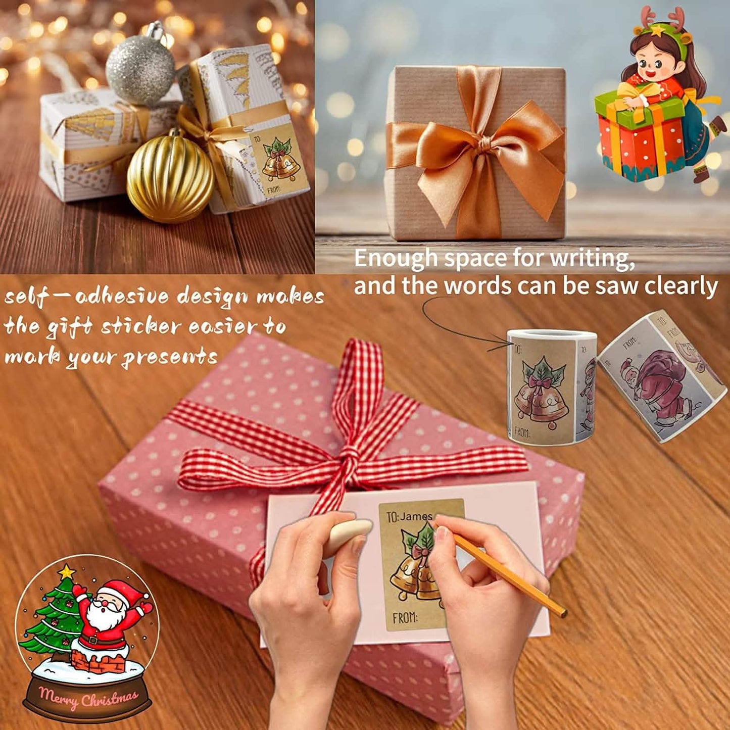 250-Pieces: Christmas Gift Tags Self Adhesive Labels Stickers 250 Pieces DailySale