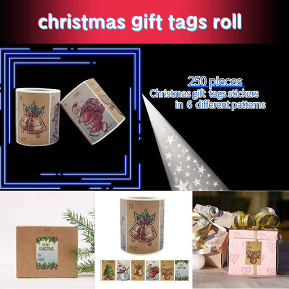 250-Pieces: Christmas Gift Tags Self Adhesive Labels Stickers 250 Pieces DailySale