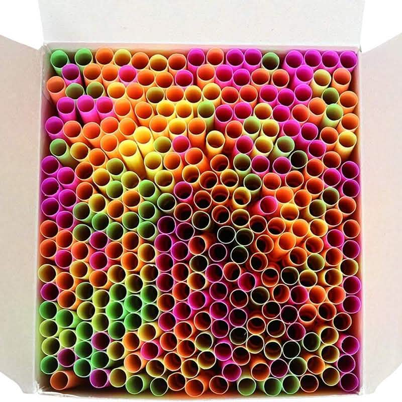 250-Pieces: Wow Plastic Neon Disposable Plastic Drinking Straws DailySale