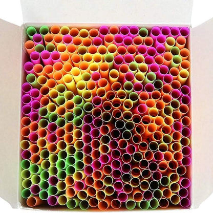 250-Pieces: Wow Plastic Neon Disposable Plastic Drinking Straws DailySale