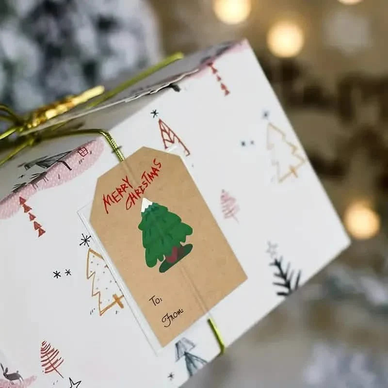 250 Pieces/Roll Christmas Stickers - 2x3 Kraft Paper Tree Socks Snowman Elk Merry Christmas DailySale