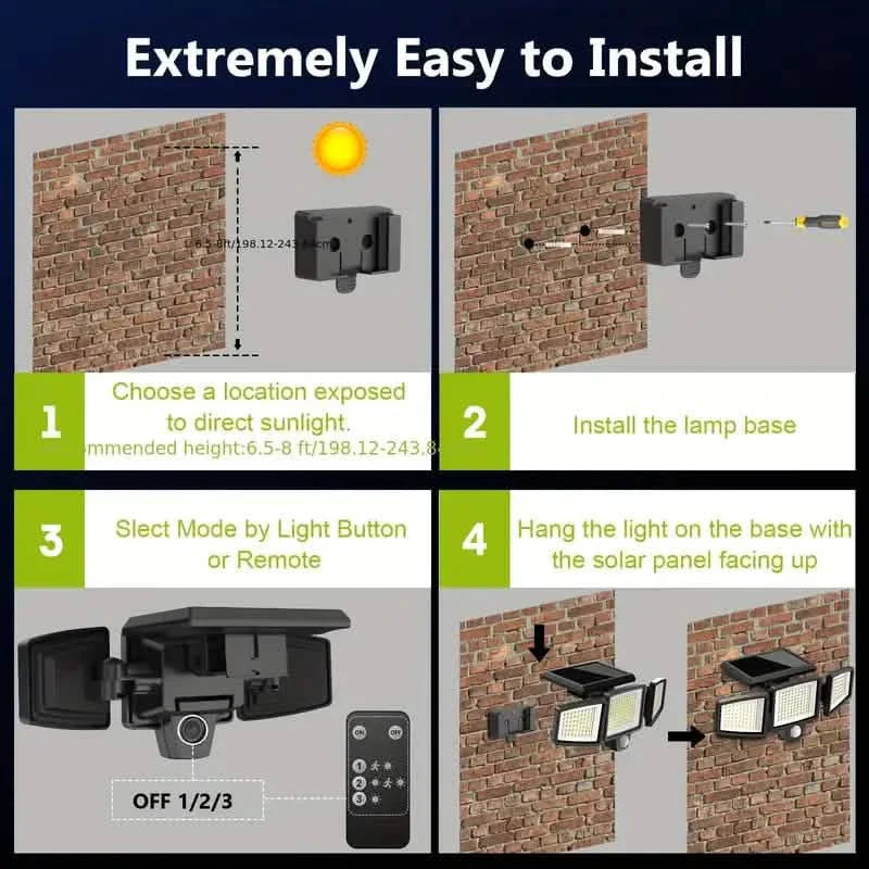 2500 Lumens 210 LED Outdoor Solar Security Light with Remote Control & Motion Sensor DailySale