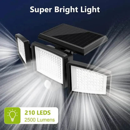 2500 Lumens 210 LED Outdoor Solar Security Light with Remote Control & Motion Sensor DailySale