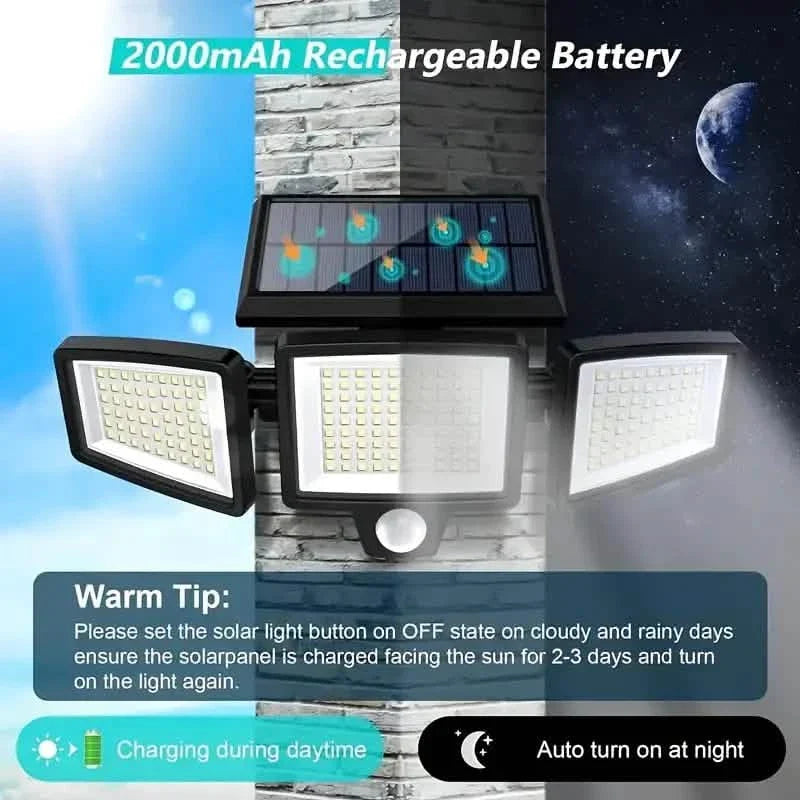 2500 Lumens 210 LED Outdoor Solar Security Light with Remote Control & Motion Sensor DailySale
