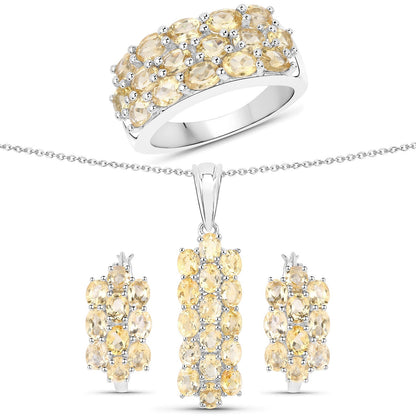 8.32 Carat Genuine Citrine .925 Sterling Silver 3 Piece Jewelry Set (Ring, Earrings, and Pendant w/ Chain) Bids.com