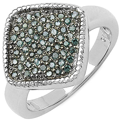 0.28 Carat Genuine Blue Diamond .925 Sterling Silver Ring Bids.com