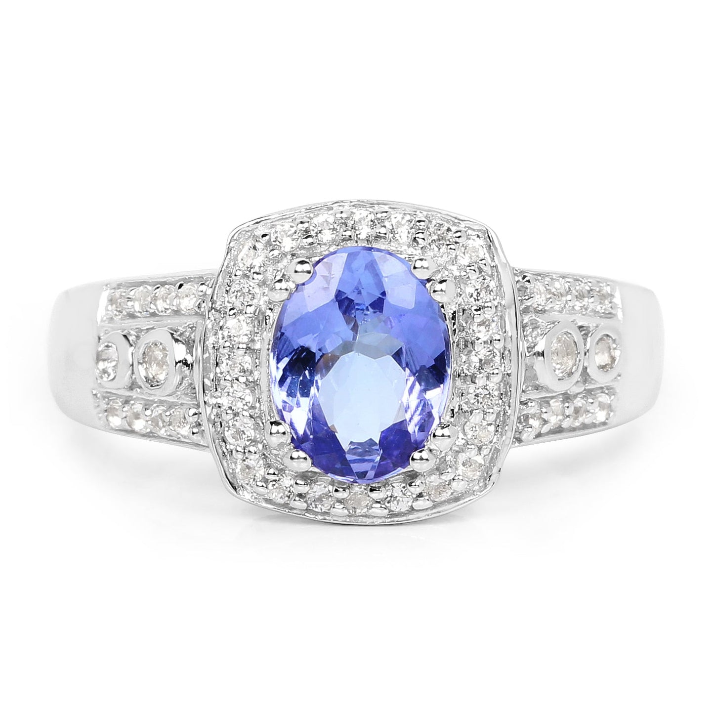 1.42 Carat Genuine Tanzanite & White Topaz .925 Sterling Silver Ring Bids.com