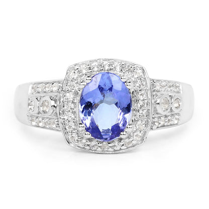 1.42 Carat Genuine Tanzanite & White Topaz .925 Sterling Silver Ring Bids.com