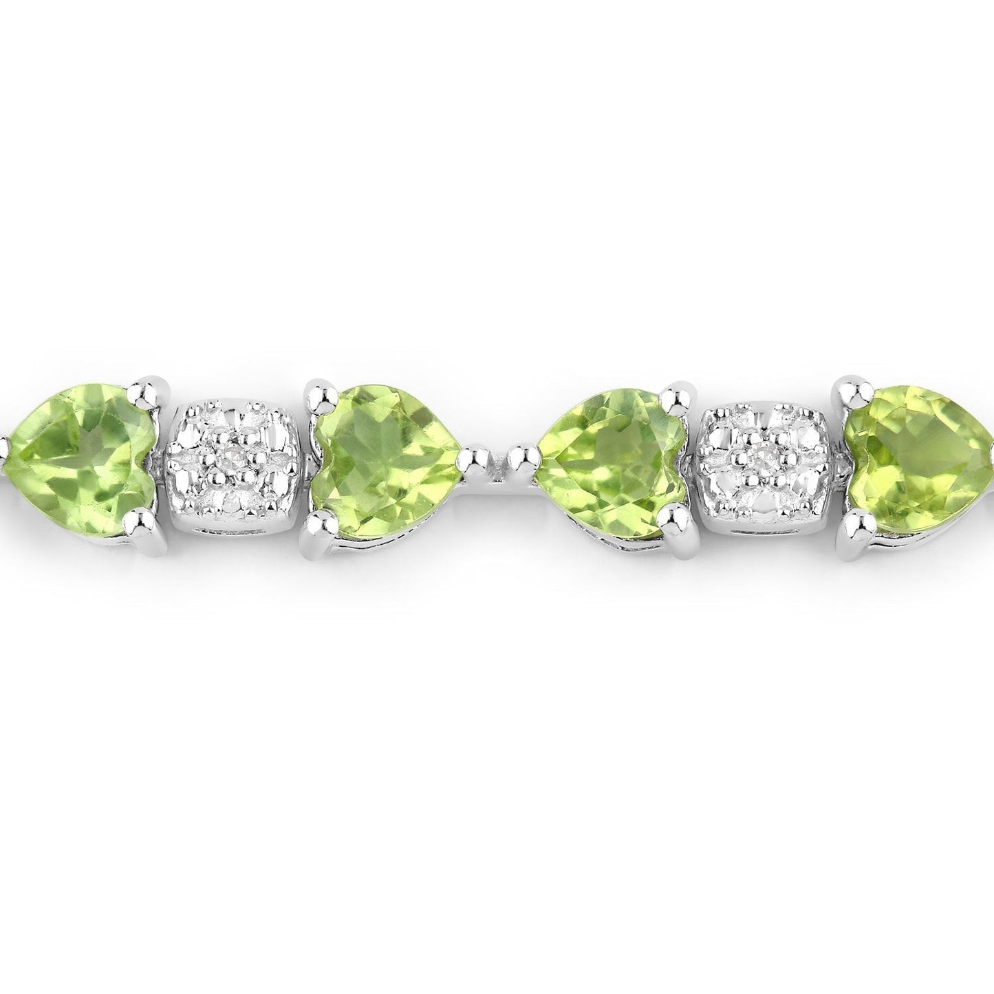 9.78 Carat Genuine Peridot and White Diamond .925 Sterling Silver Bracelet Bids.com