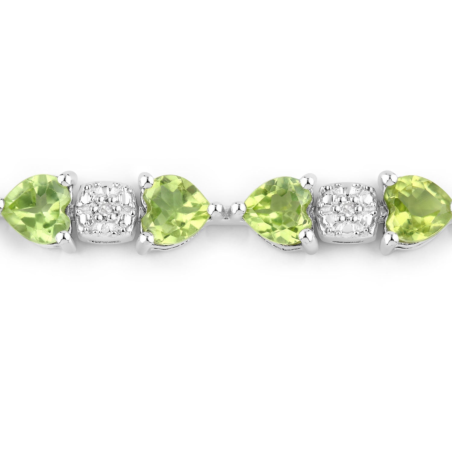 9.78 Carat Genuine Peridot and White Diamond .925 Sterling Silver Bracelet Bids.com